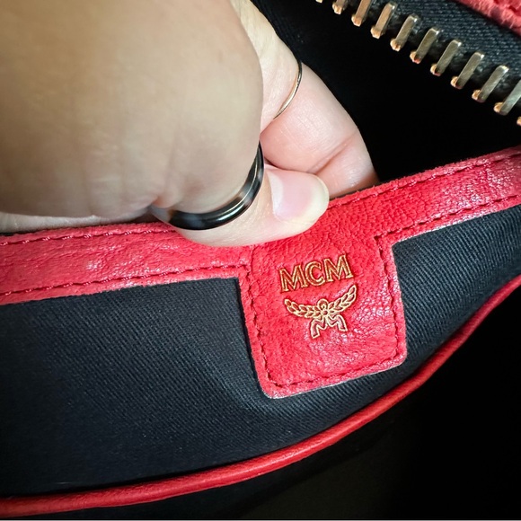 MCM Unisex Stark Leather Insignia Red Backpack - Picture 10 of 17